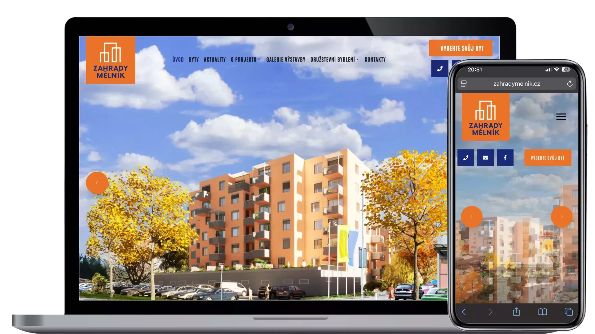 Tvorba webových stránek pro Zahrady Mělník – developerský projekt, družstevní byty
